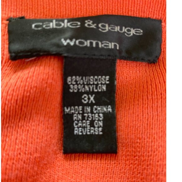 Cable & Gauge Women’s Orange Open Front Cardigan Size 3X Office Core, Career - Picture 3 of 9